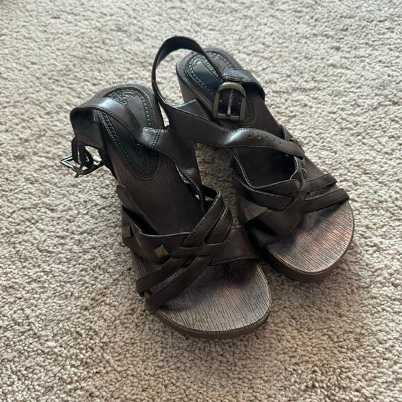 Lower East Side Chunky Heel Strappy Studded Sandals Women's Size 5.5 Brown Y2K - Picture 2 of 11